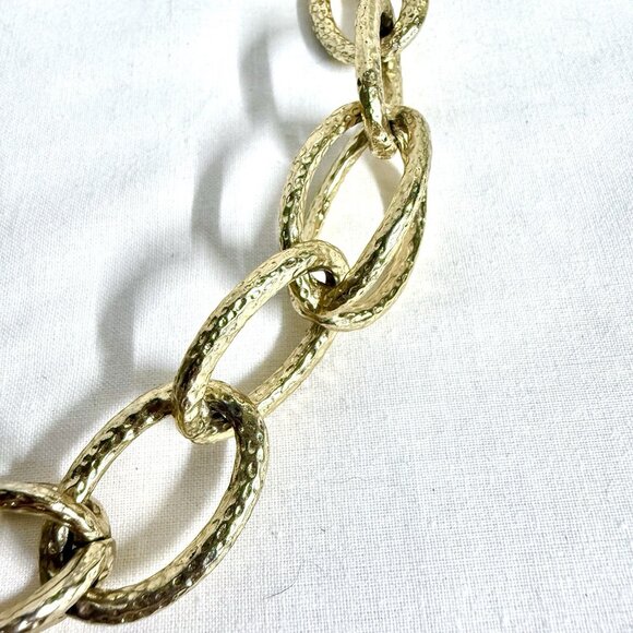 Graziano CH Gold Tone Link Chain Necklace Chunky Statement Choker 17" - 21" - Picture 3 of 5